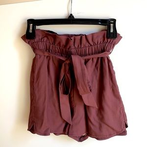Express maroon paperbag shorts - new condition